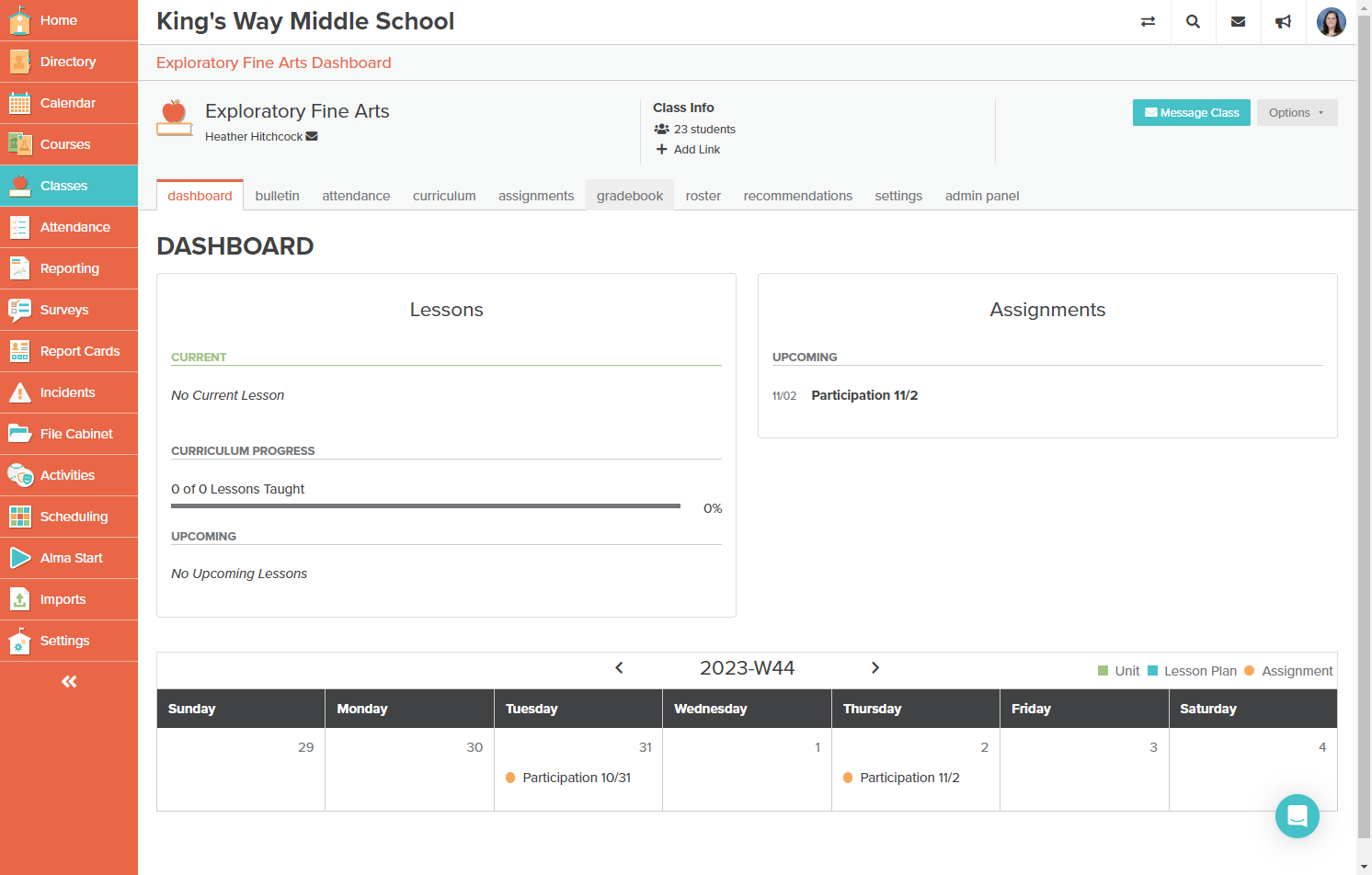Click on gradebook
