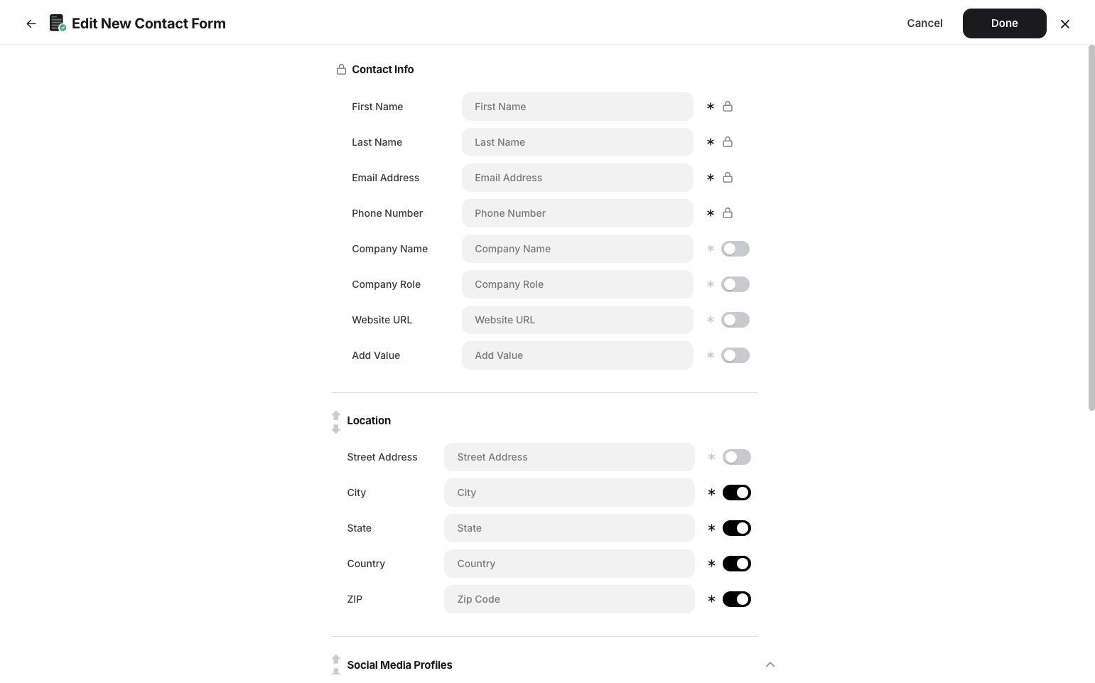 Step 6: A pop-up will appear, where you can edit the form, such as basic contact information and location.