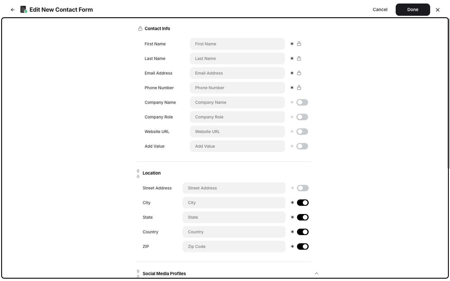 Step 6: A pop-up will appear, where you can edit the form, such as basic contact information and location.