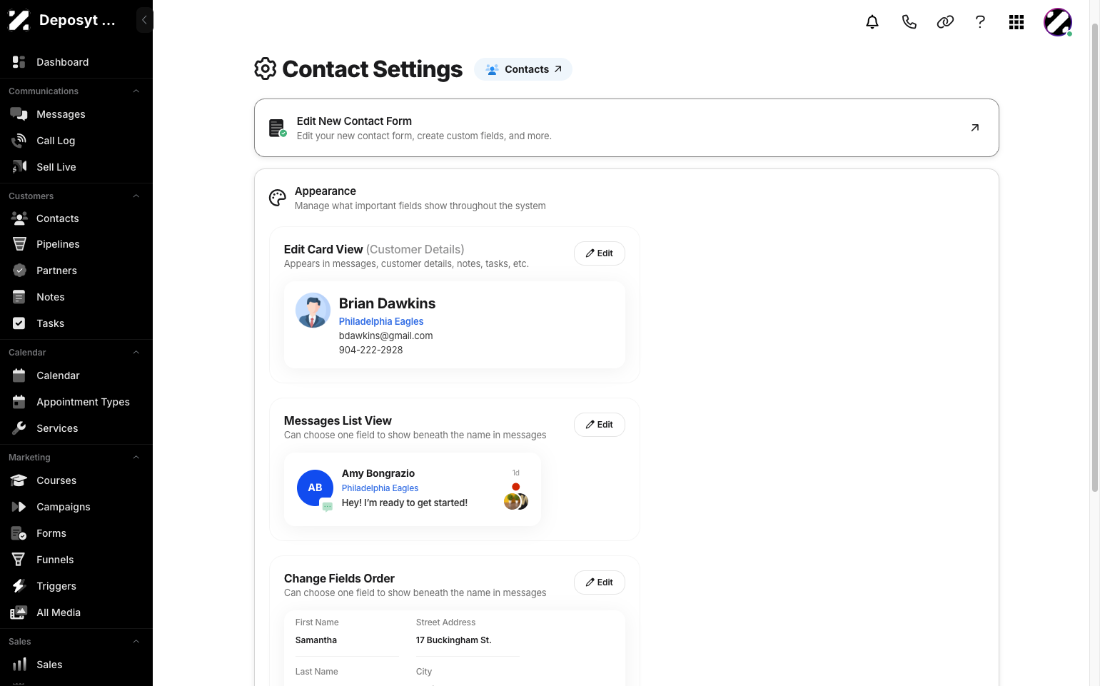 Step 5: Click the Edit New Contact Form button.