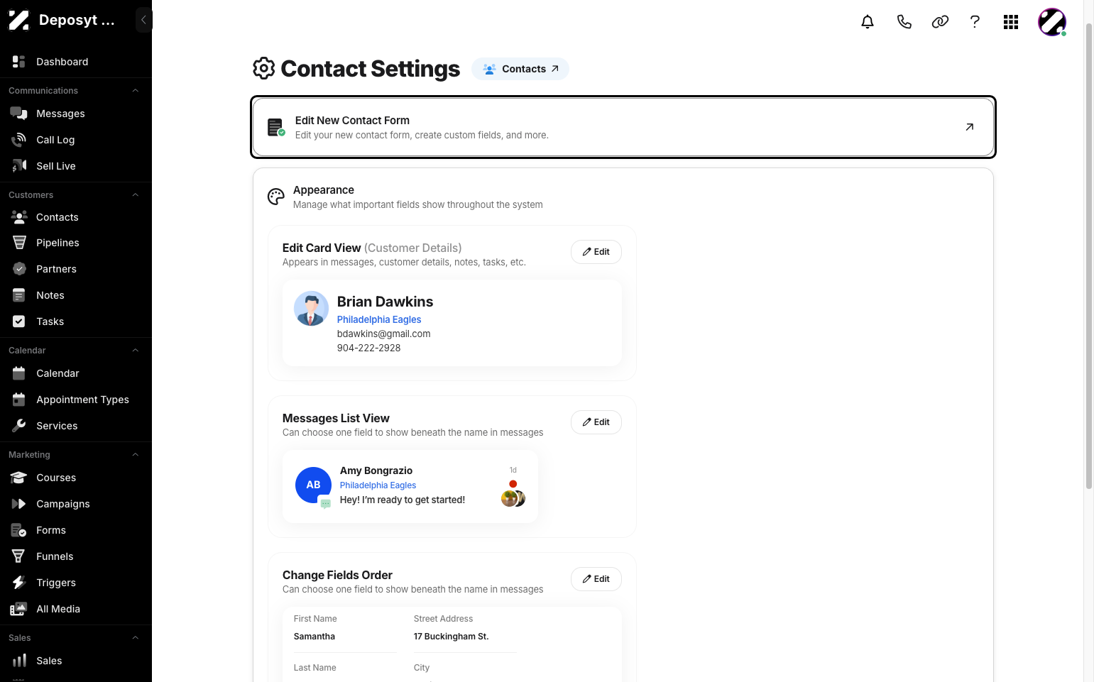 Step 5: Click the Edit New Contact Form button.
