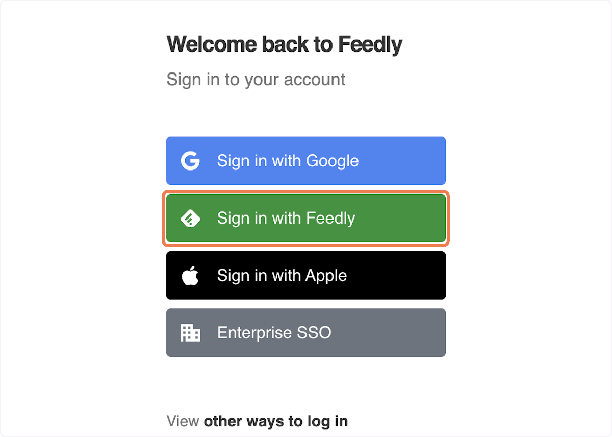 Click on Sign in with Feedly