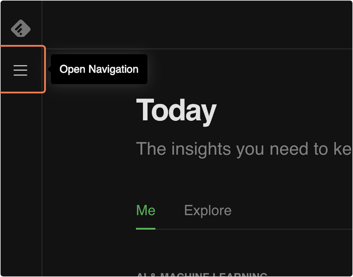 Click on Open Navigation