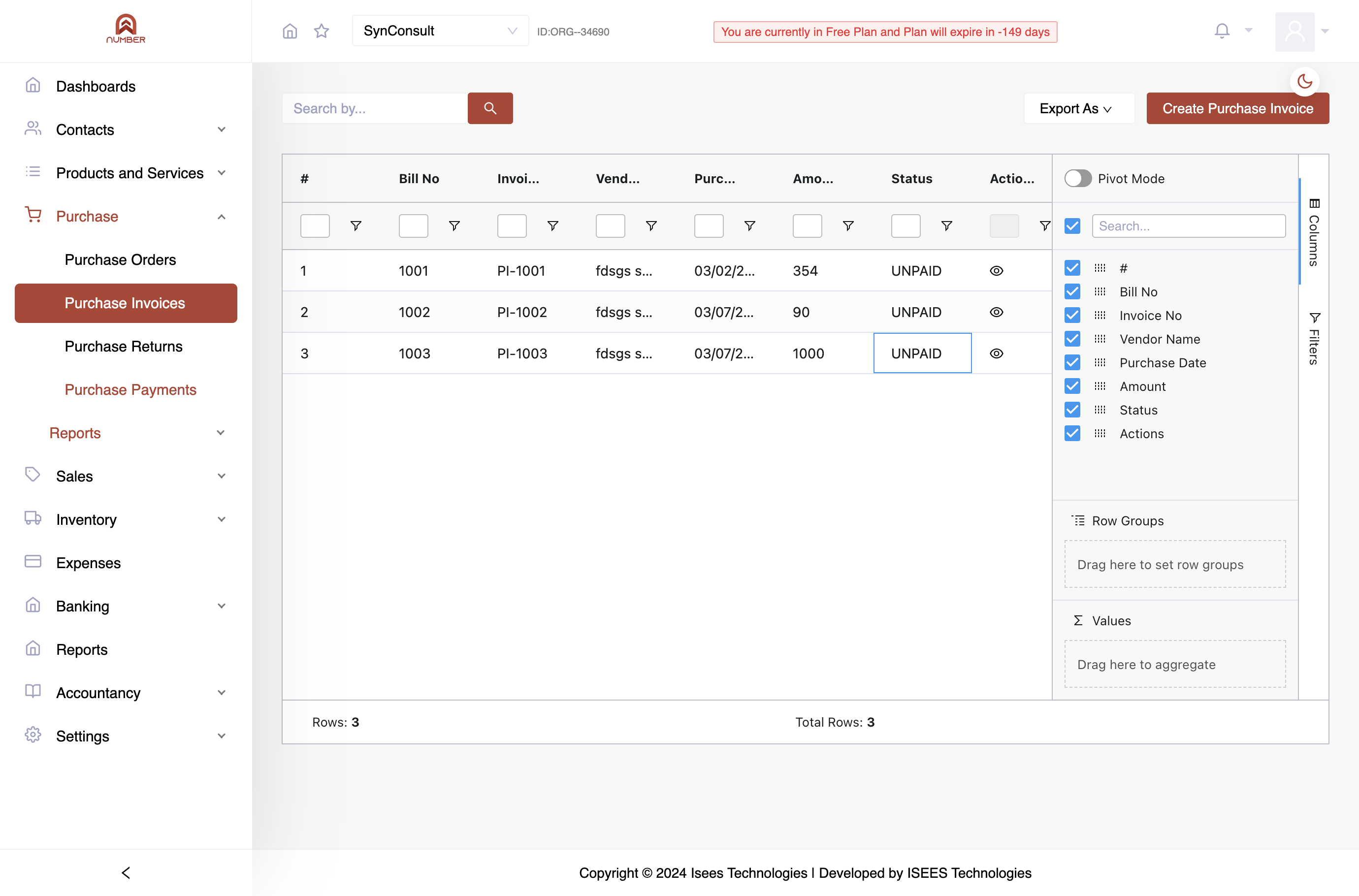 Creating Purchase Payments:Navigate to the "Purchase Payment" section under "Purchase".