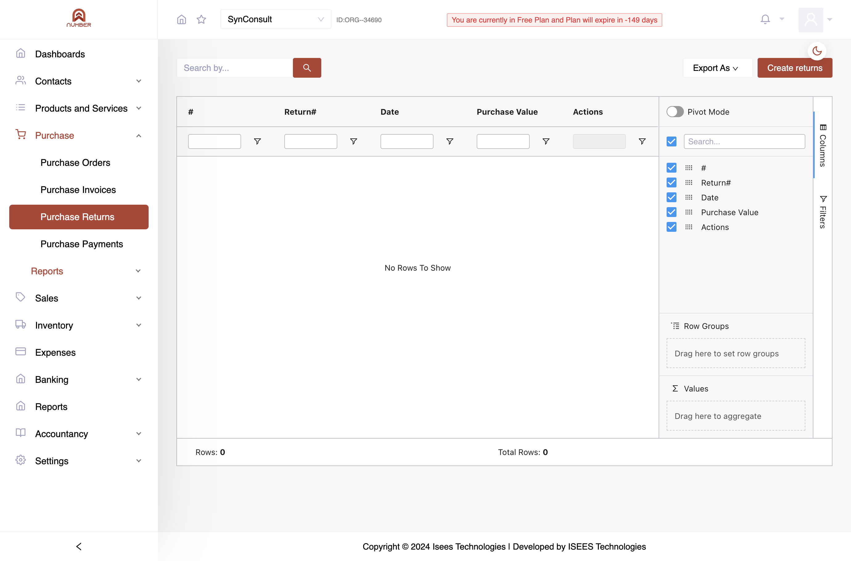 Click on "Create Returns."