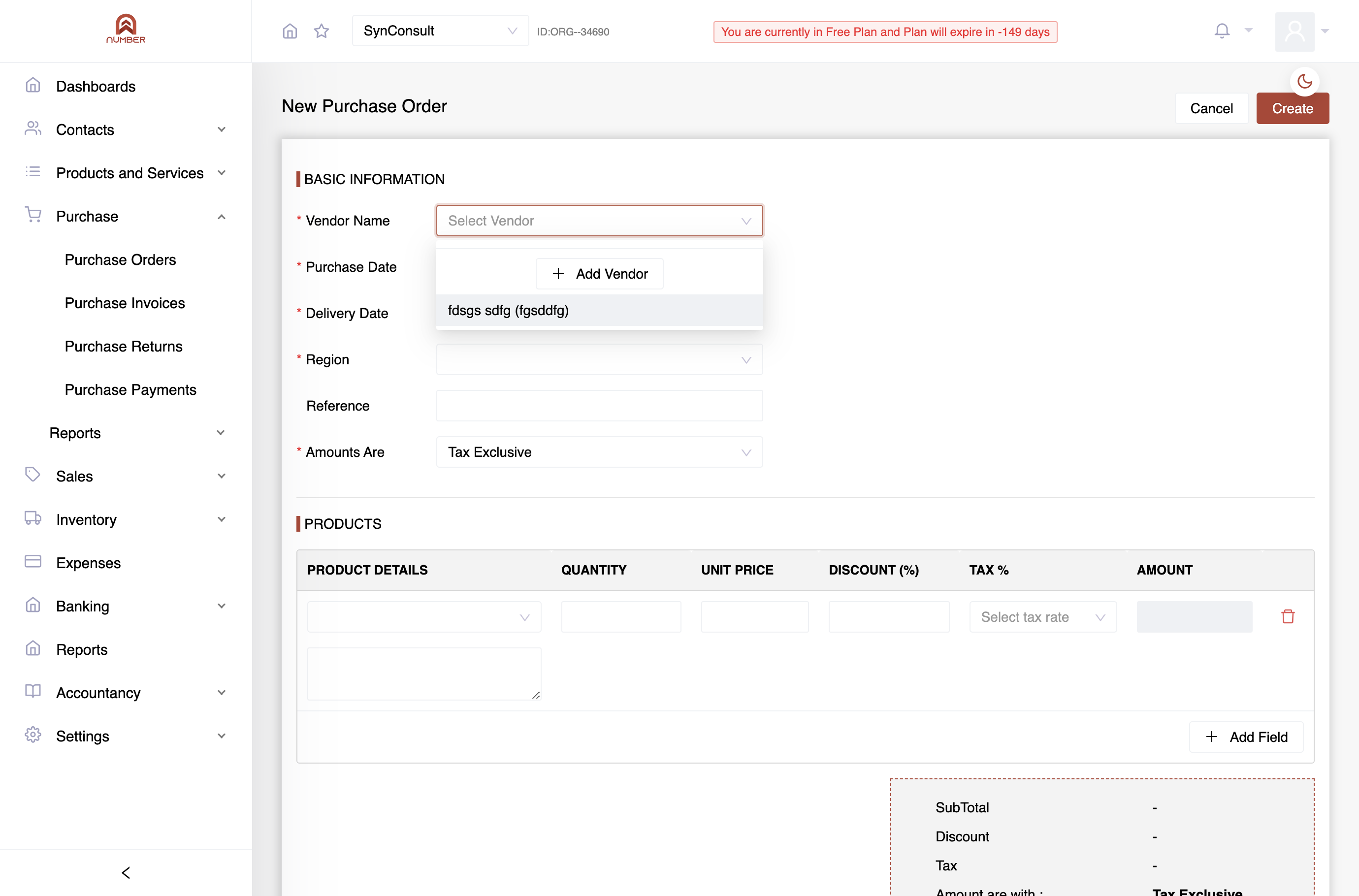 Enter The Basic Details Such as "Vendor Name,"