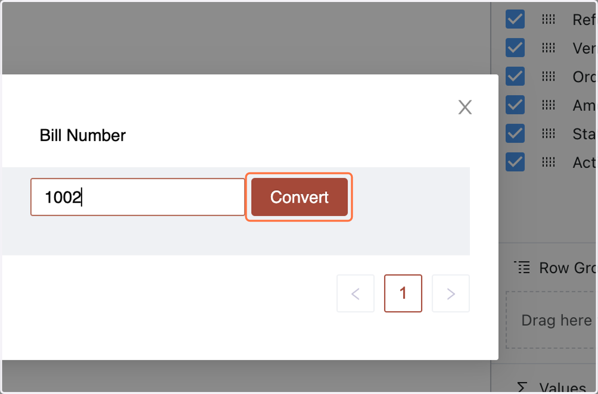 Enter the Bill Number and Click o Convert, The Purchase Order is now converted to Purchase Invoice. EASY!