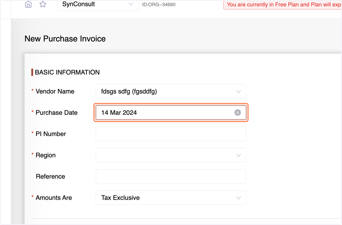 purchase date,