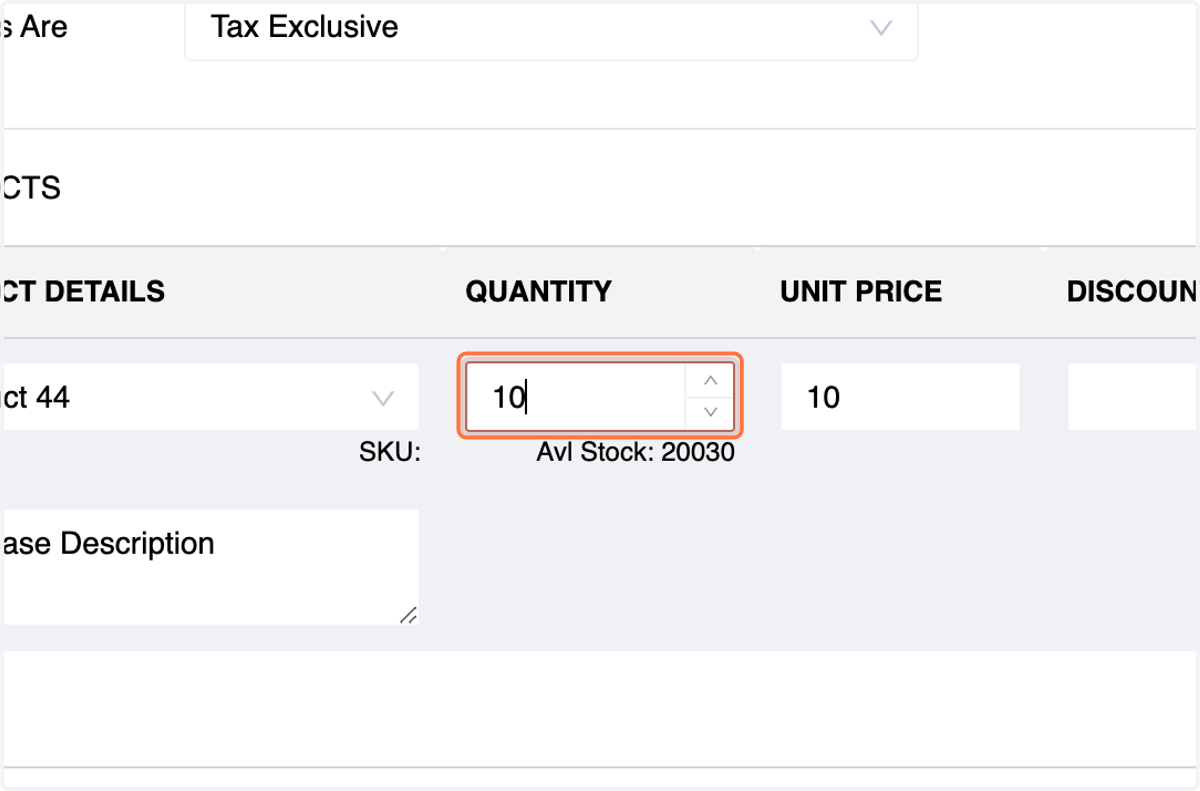 Quantity, any applicable discount or Terms