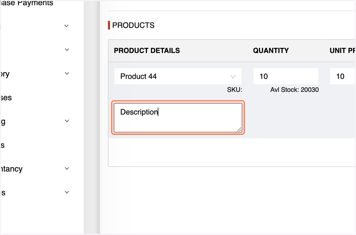 Enter the Product Description if Applicable