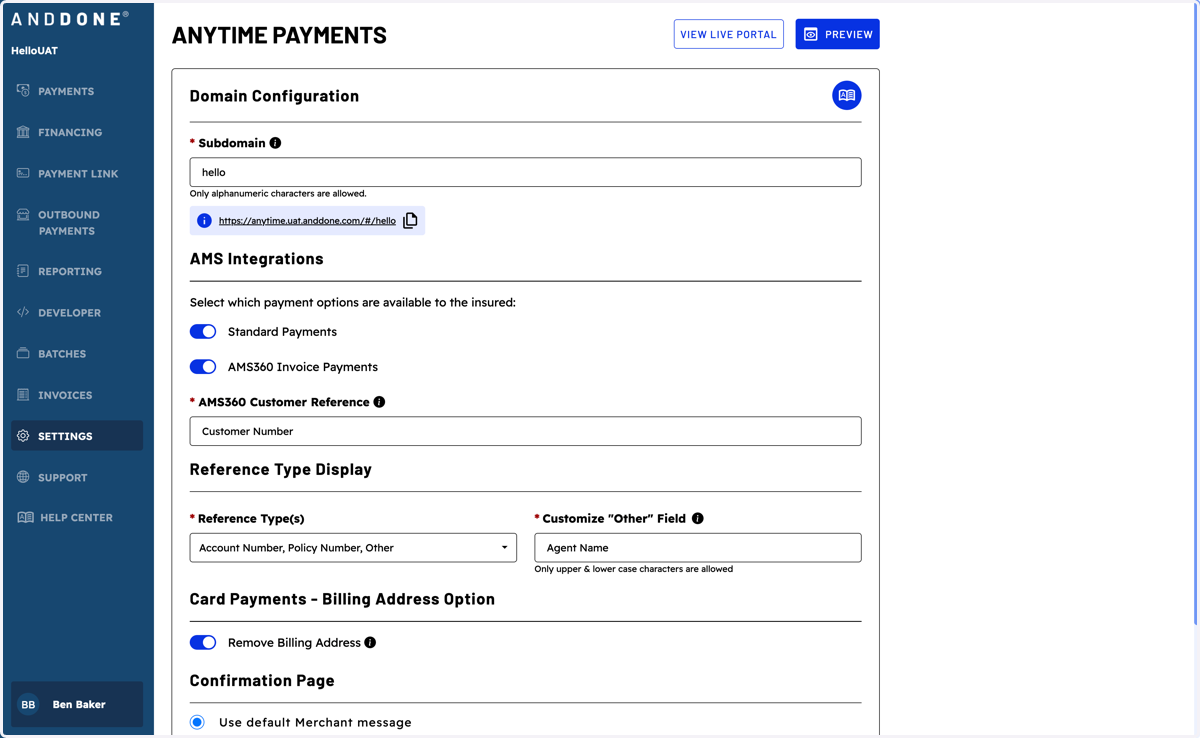 Click on ANYTIME PAYMENTS…