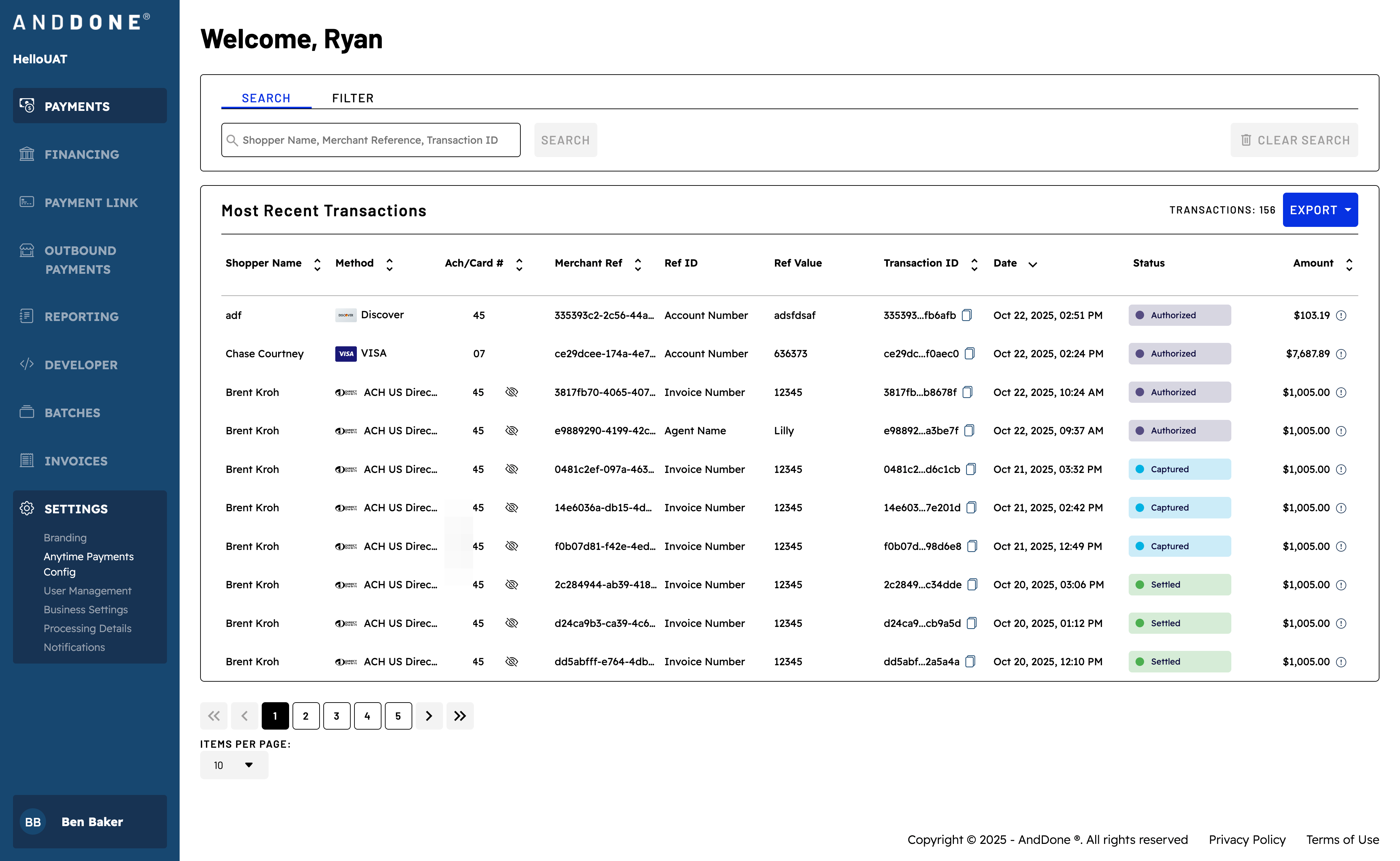 Click on Anytime Payments Config