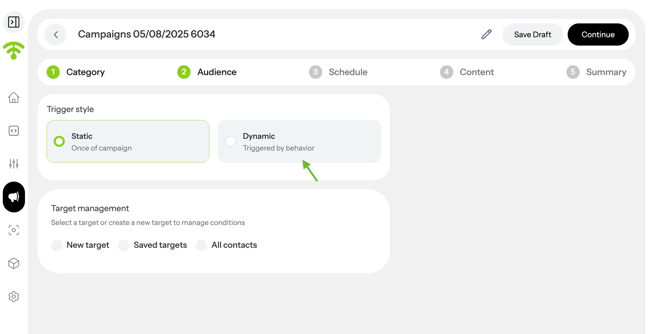 Select Dynamic Campaign Type