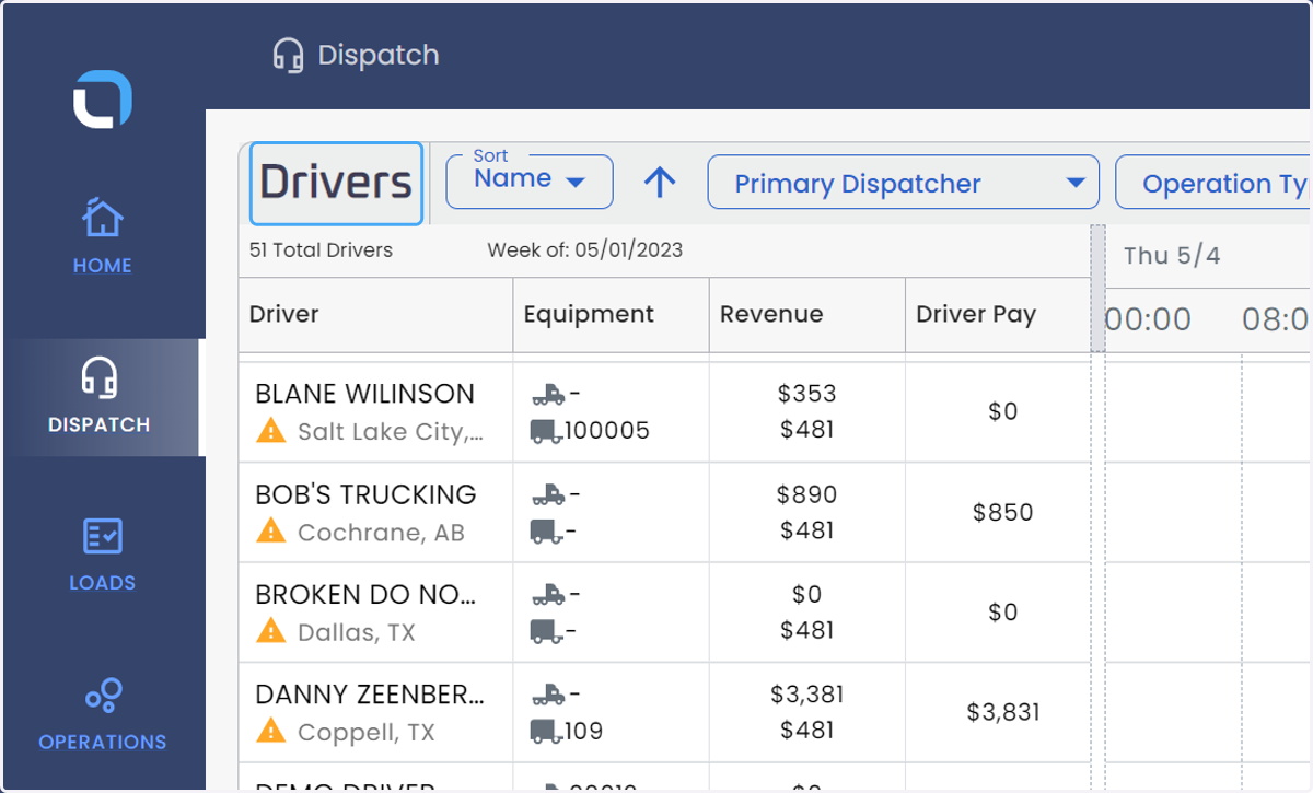 We've added a two-panel design that shows drivers over trips so that you can view all the relevant data simultaneously