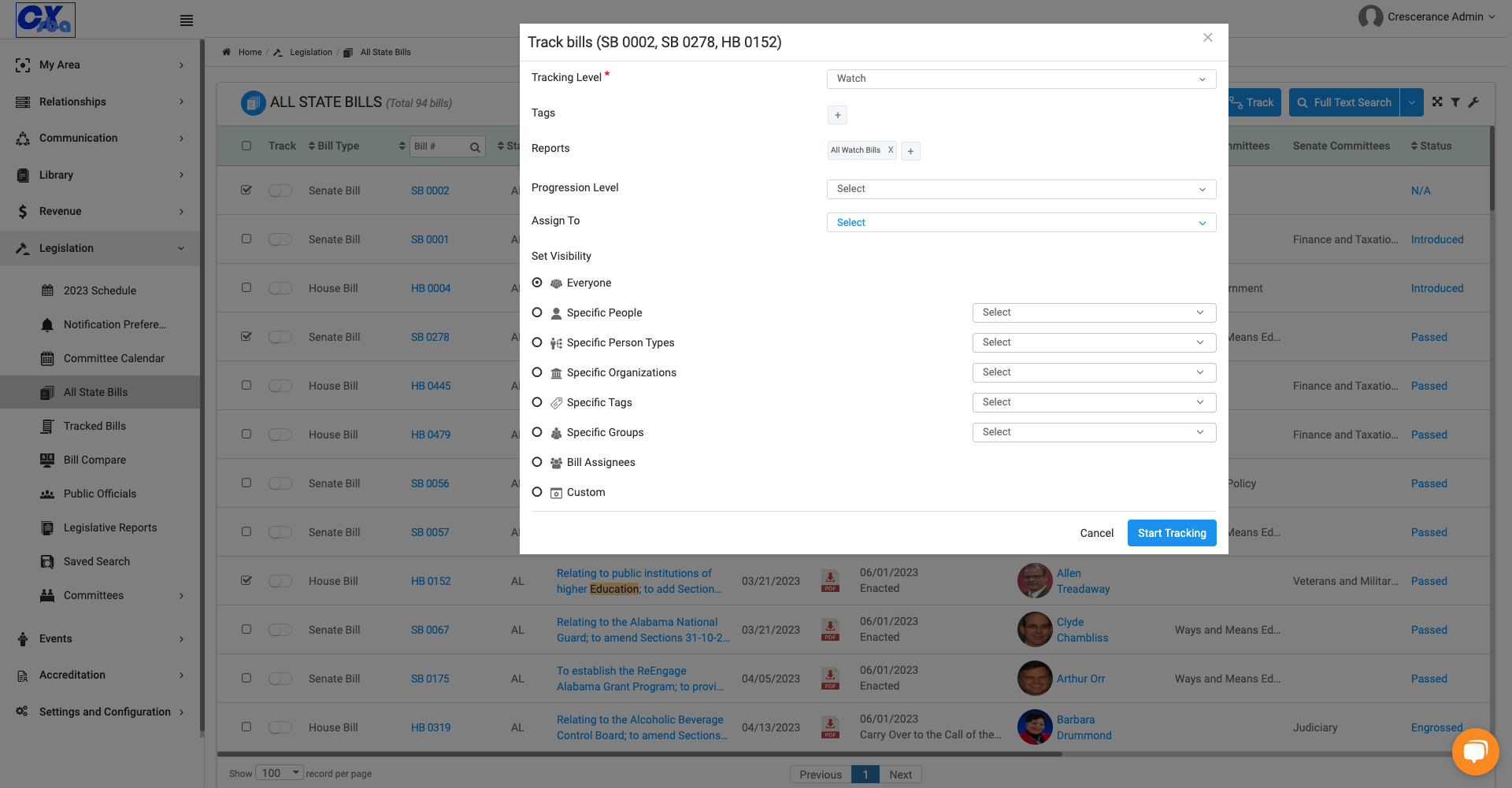 Click on Select to assign these bills