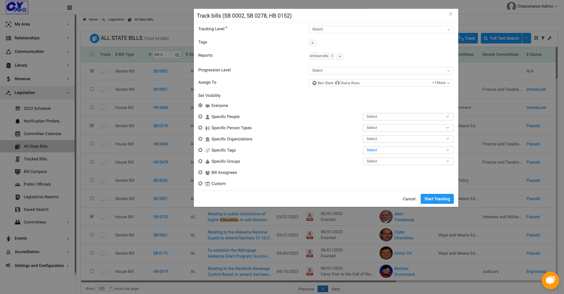 Click to set visibility