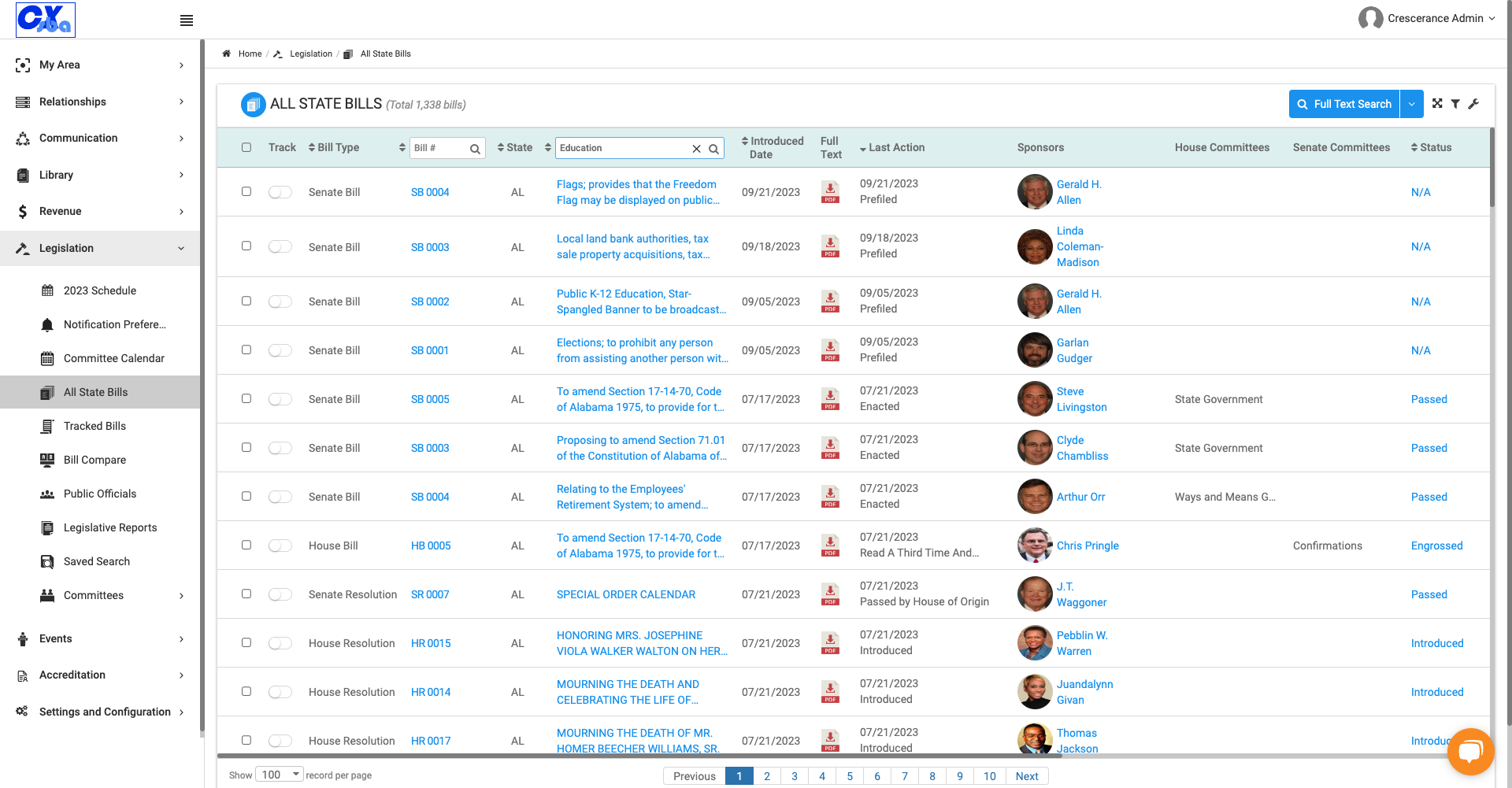 You can find your bills to track by searching for bills based on keywords
