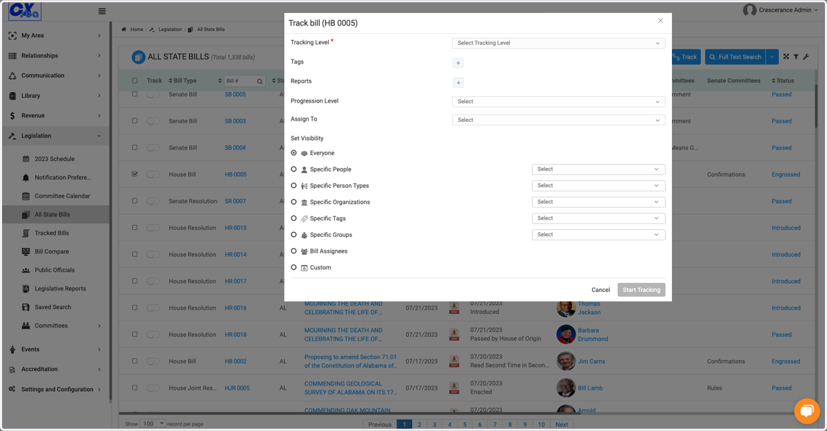 Click on Select Tracking Level