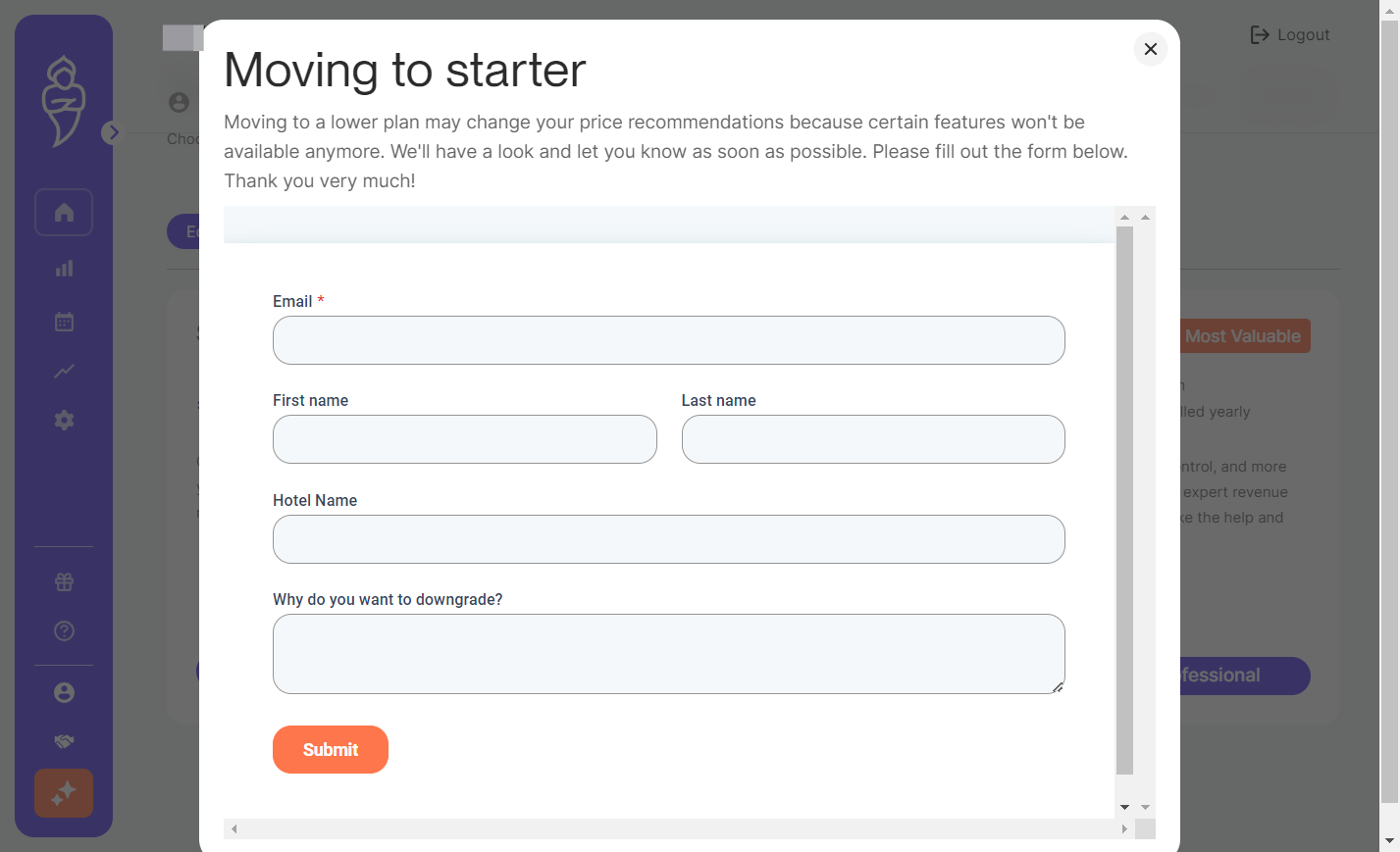Fill out the form and click on Submit.