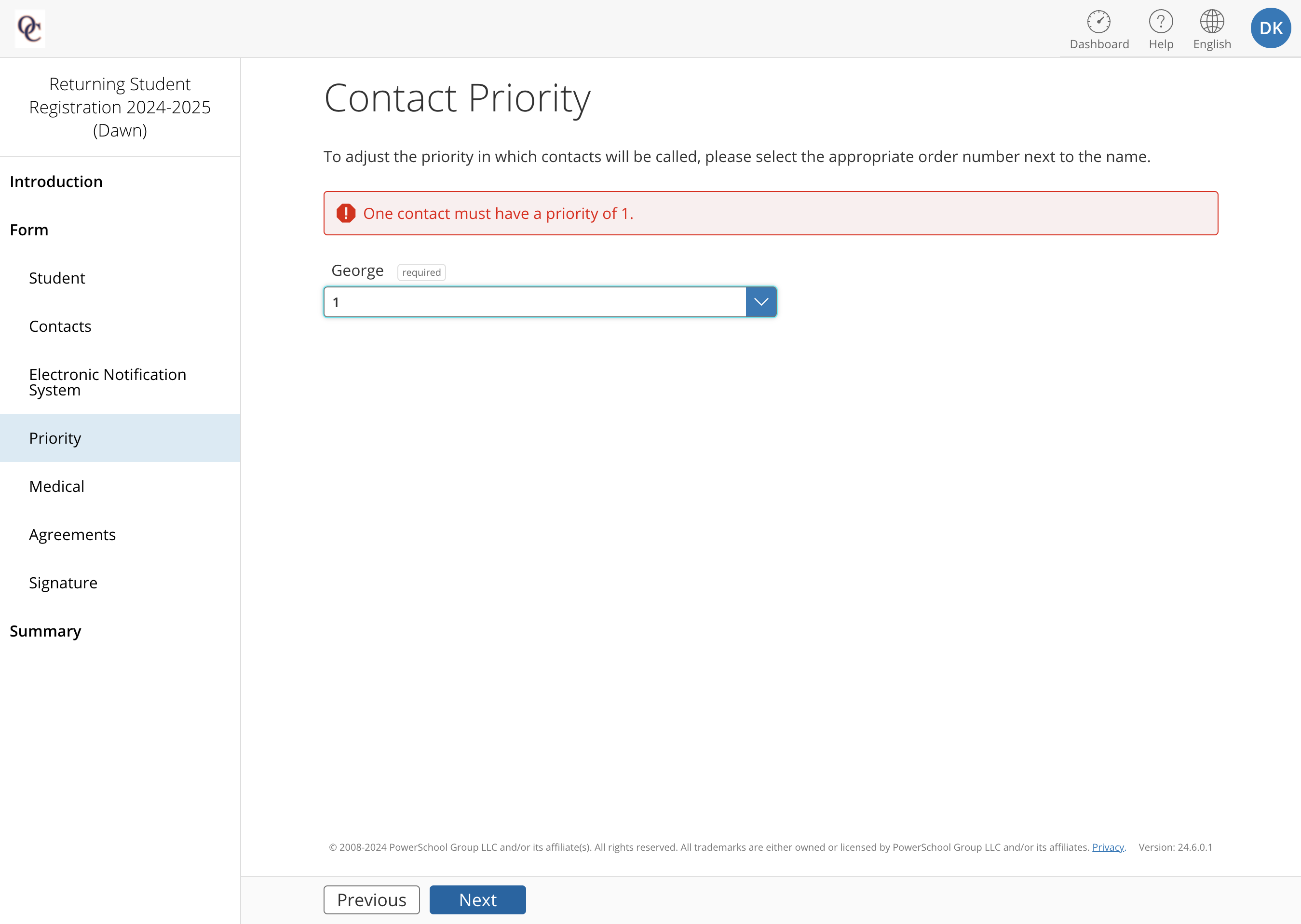 Update Contact Priority (if needed)
