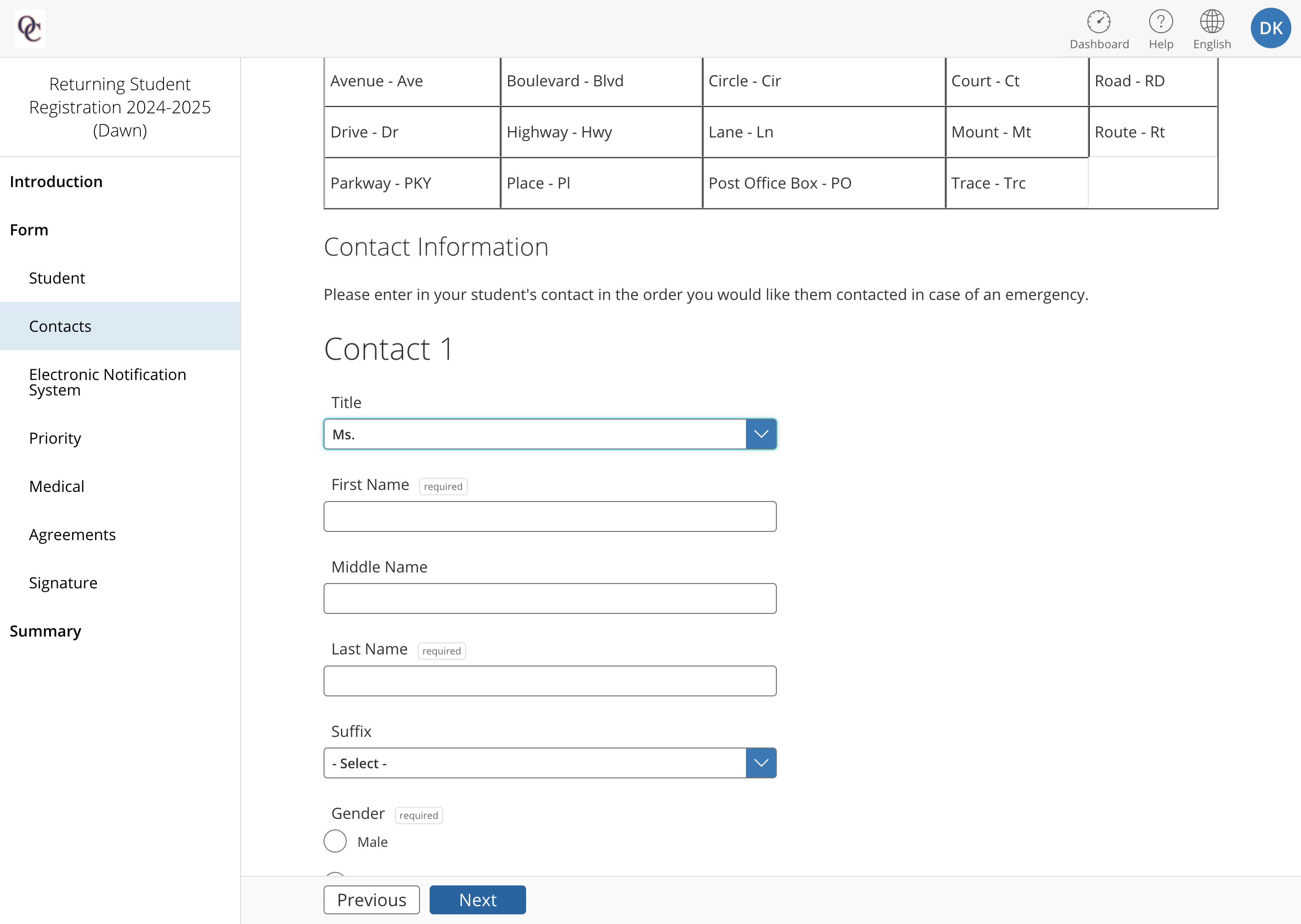 Update or add any missing contact information