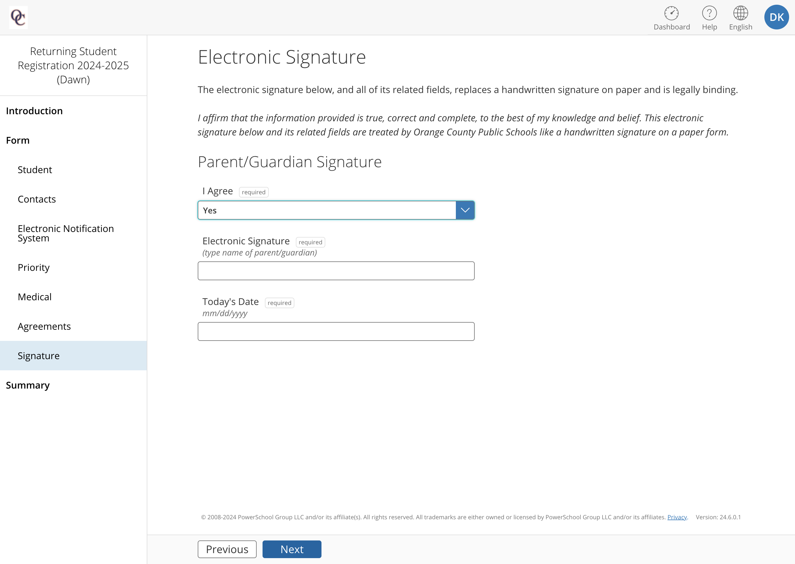 Complete the electronic signature
