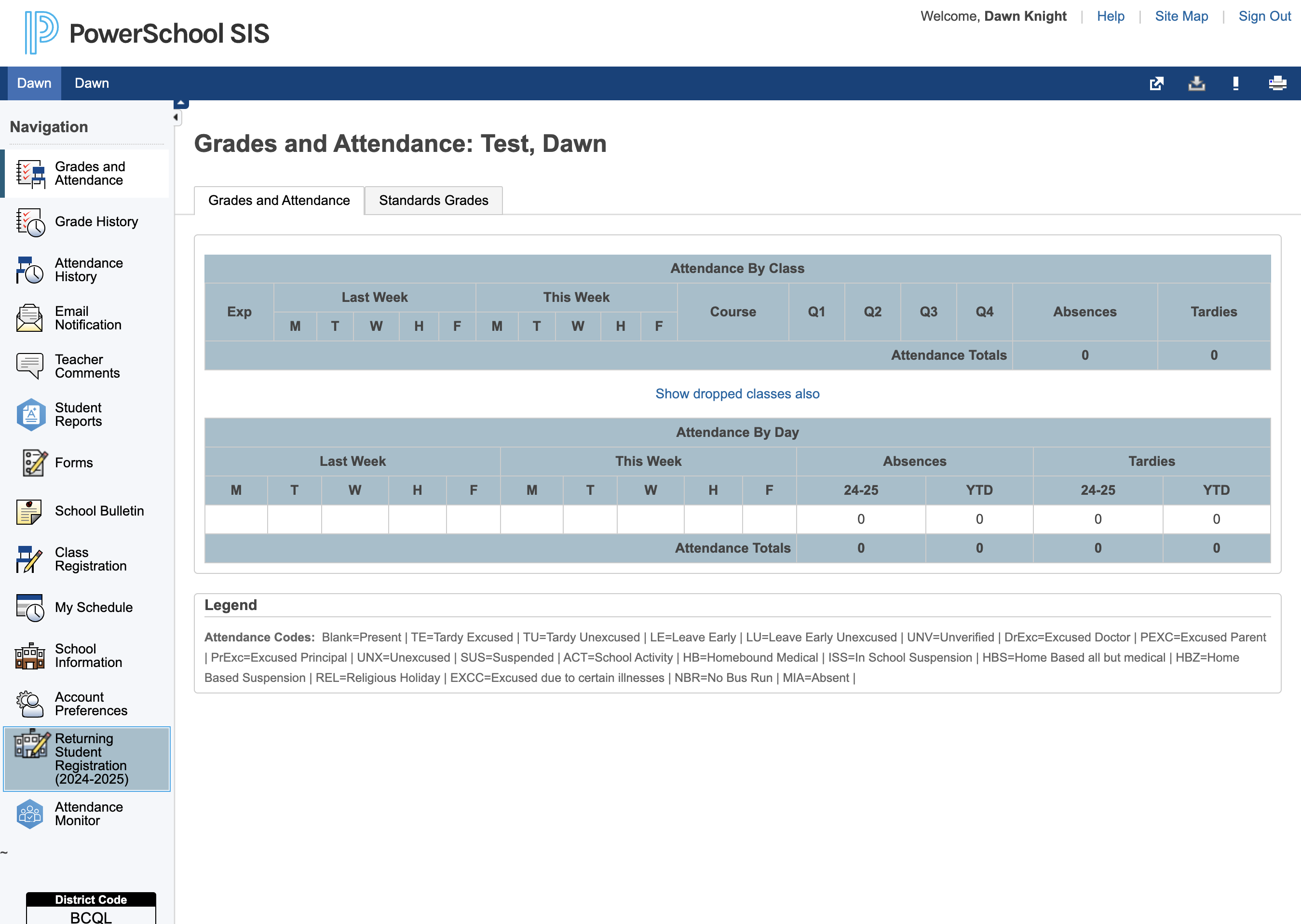 Select the "Returning Student Registration (2024-2025)" icon in the left menu