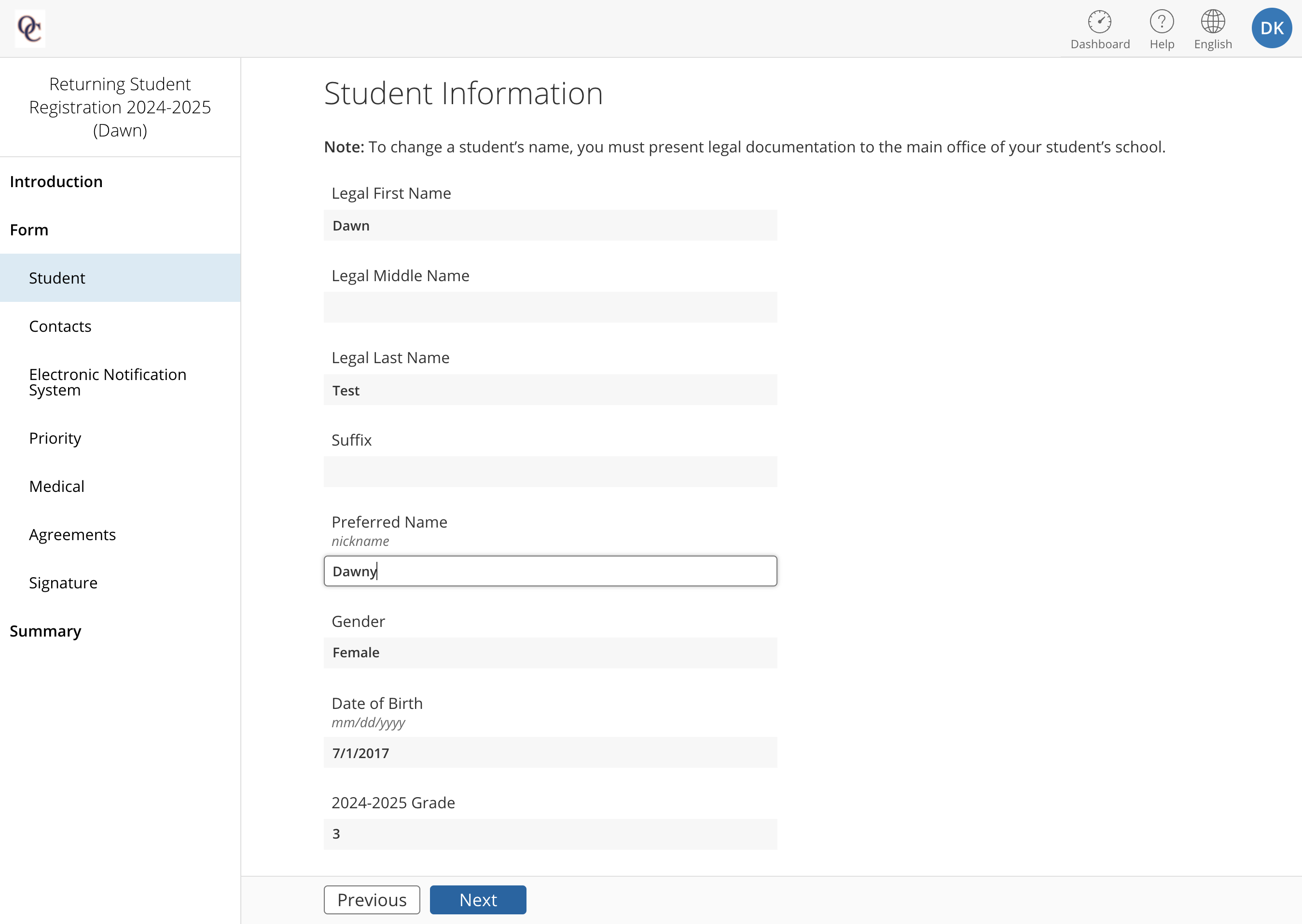 Update or add any missing student information