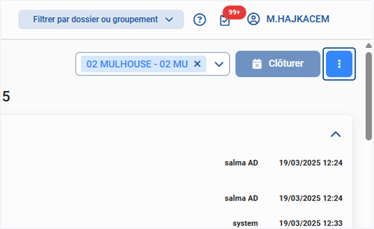 Cliquer sur les trois points à droite