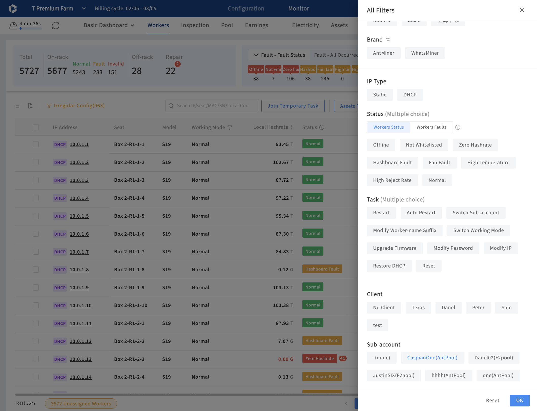 Client - filter workers by client