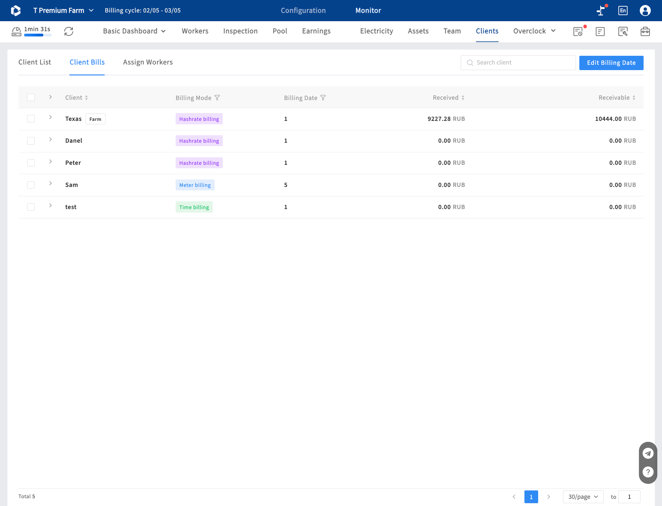 Client - automatically generate customer bills based on electricity usage statistics and client electricity prices