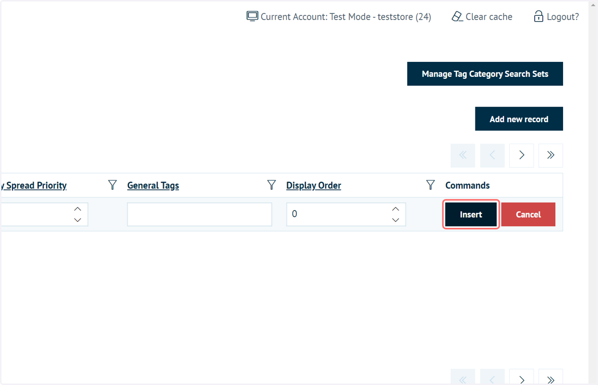 Enter category information and click on Insert