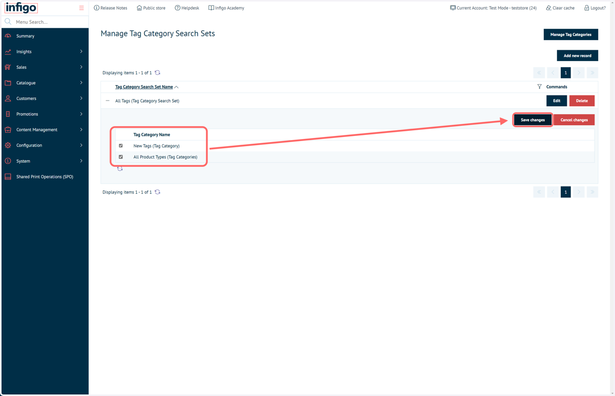 Check the Tag Categories to use and click Save Changes