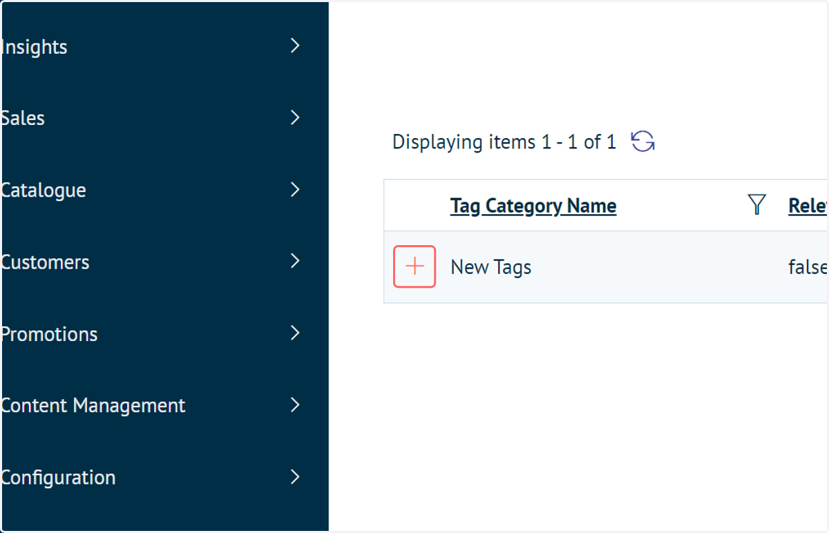 Click on highlight to expand the contents of the Tag Category