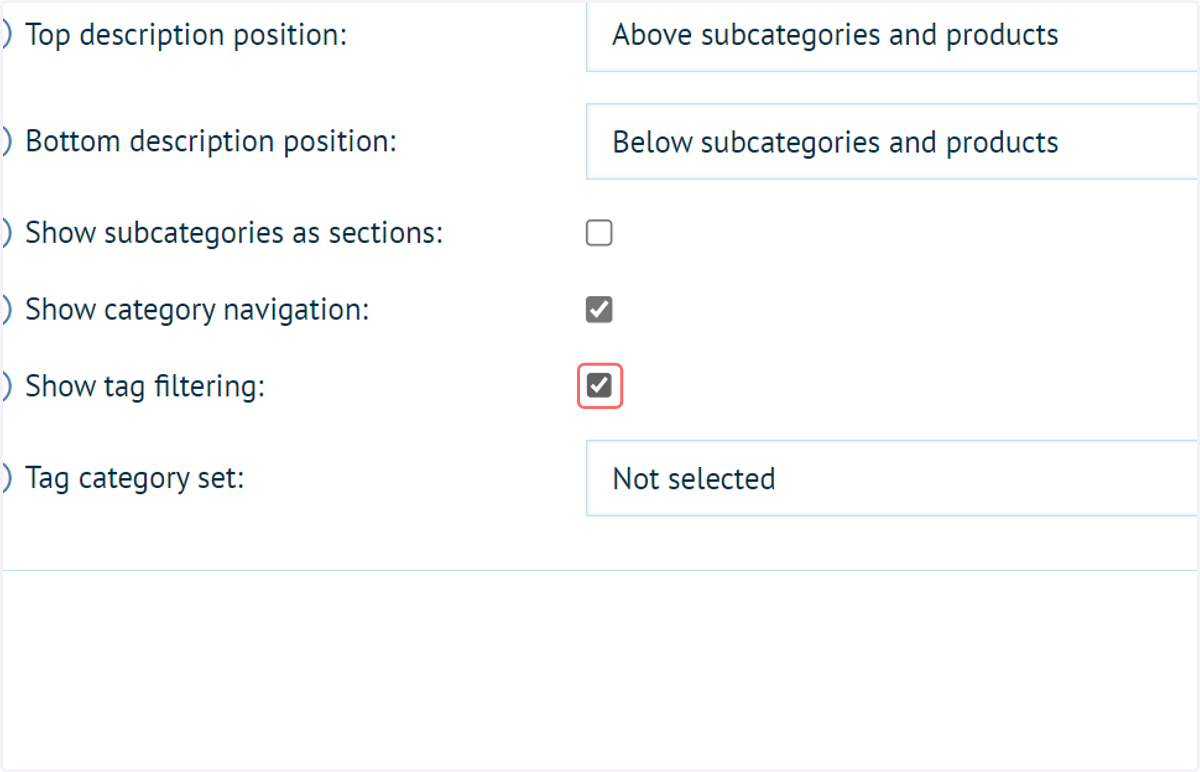 Check Show tag filtering