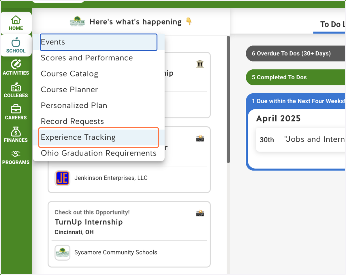 Click on Experience Tracking
