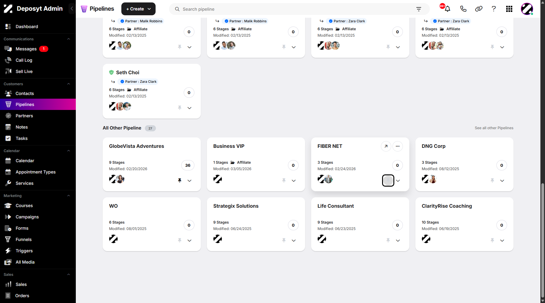 Step 3: Select a pipeline, then press the Pin button to pin it.