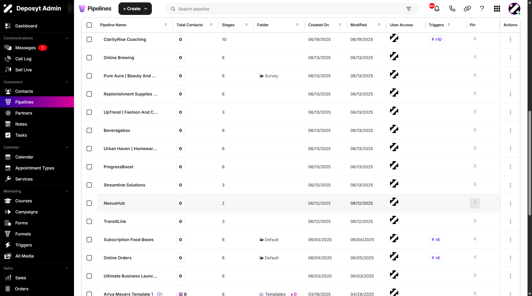 Step 6: Click the Pin button after selecting a pipeline.