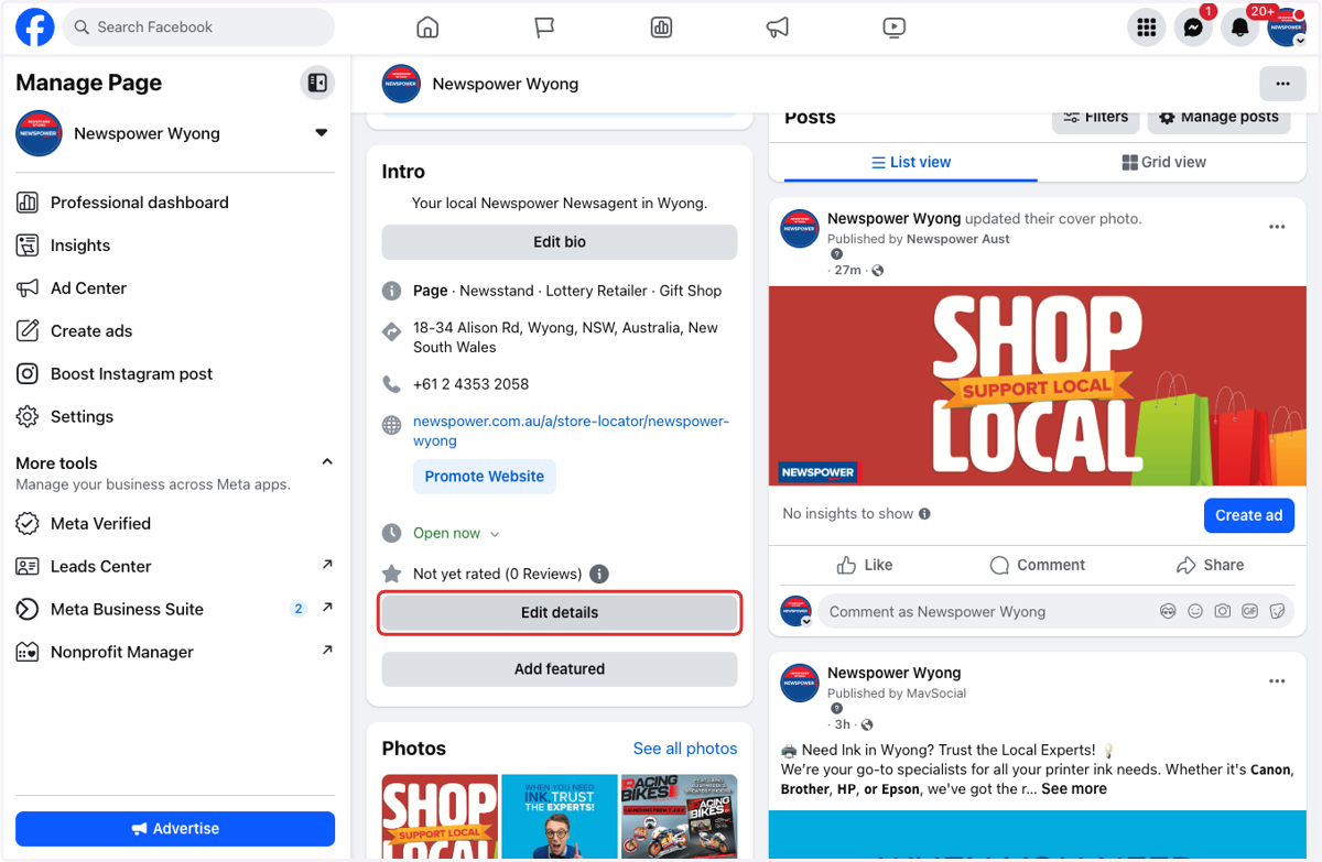 Click on Edit details