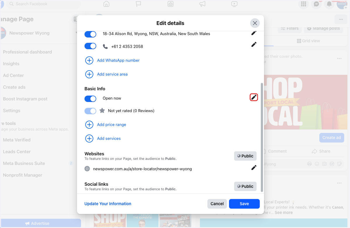 Click on Edit icon on right
