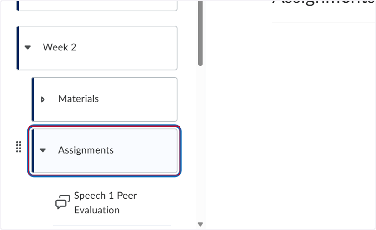 Click on the folder you want to add the discussion. We selected Assignments