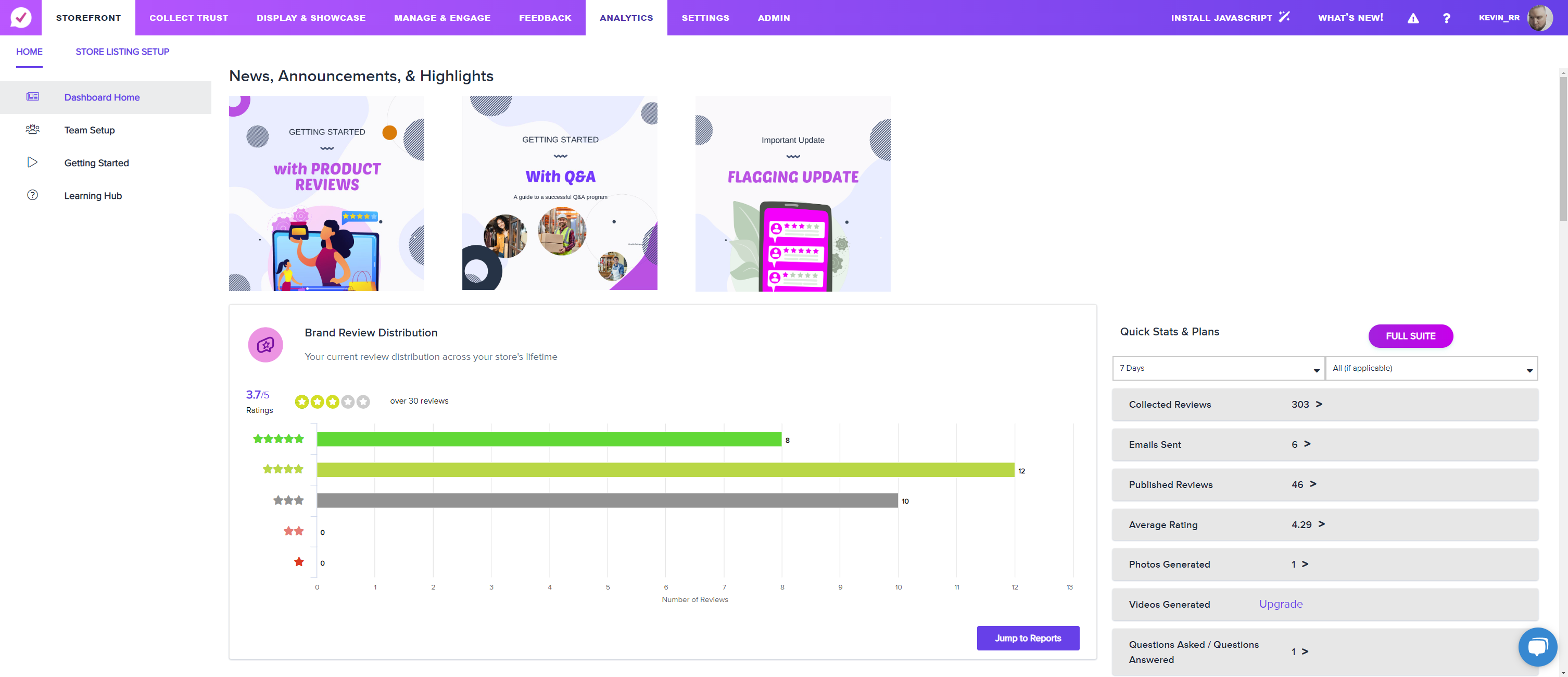 Click on Analytics