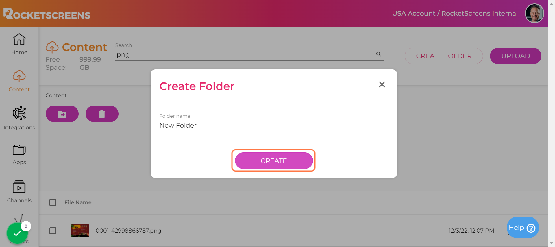 Click on CREATE