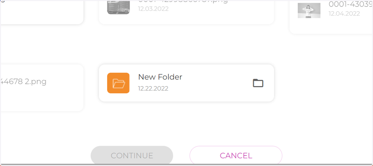 Choose the folder to move files to new location