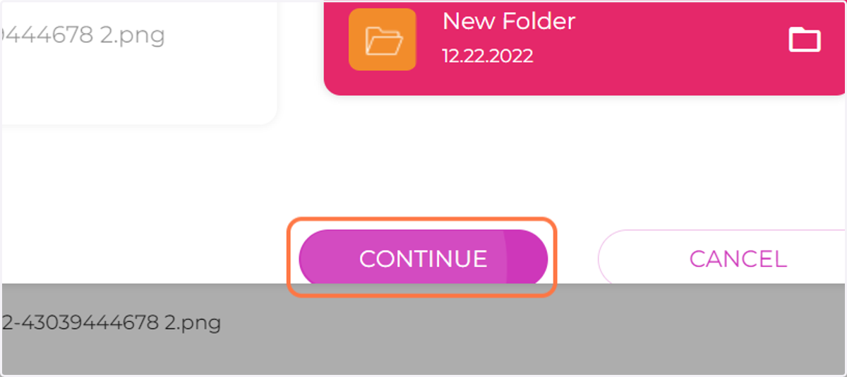 Click on CONTINUE to move files