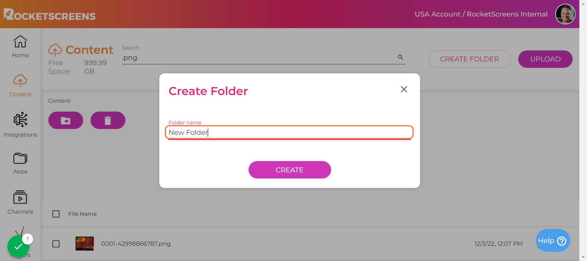In our example, we Typed "New Folder"