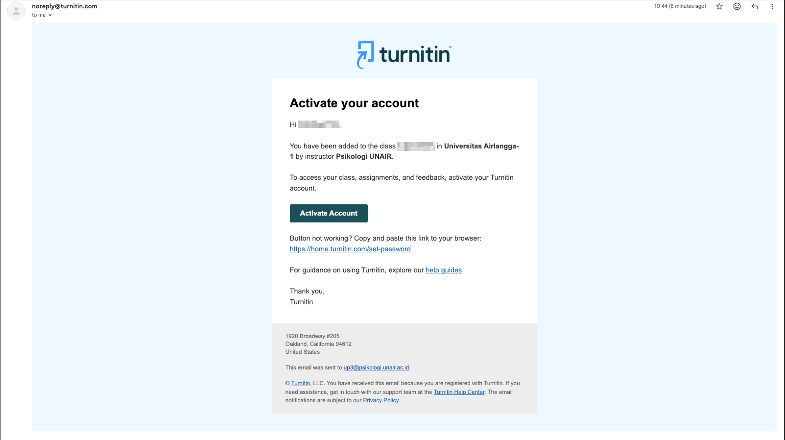 Klik Activate Account