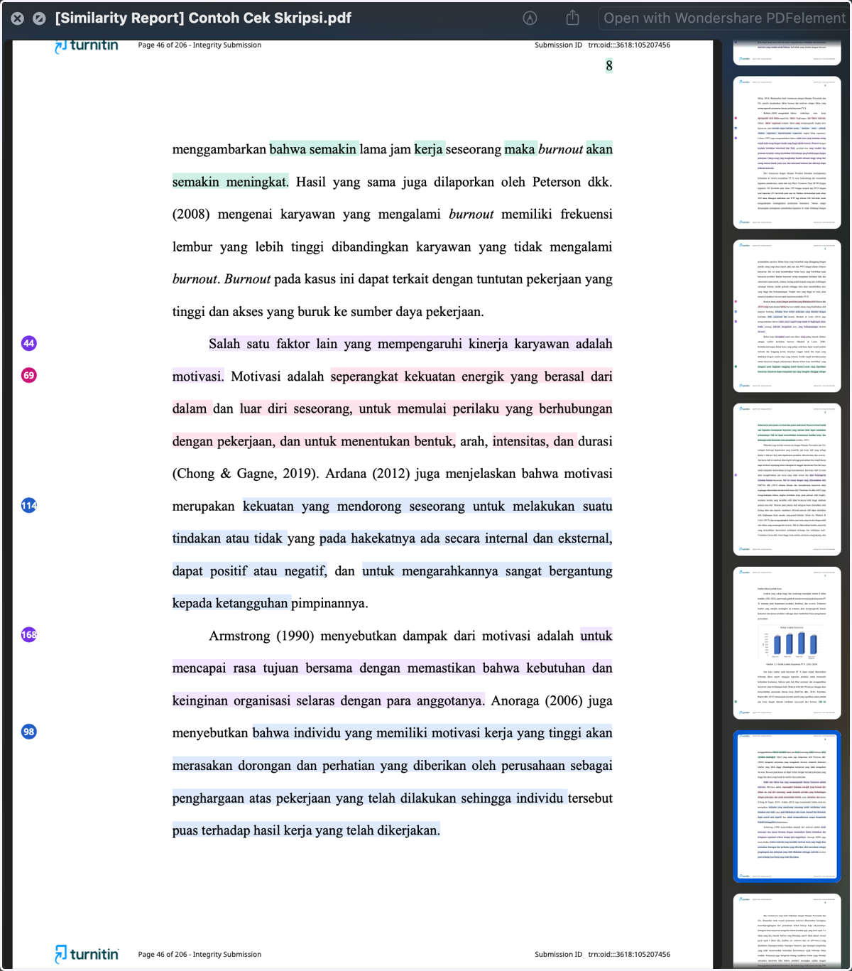 Prioritaskan revisi (misal: parafrase) pada bagian yang dihighlight
