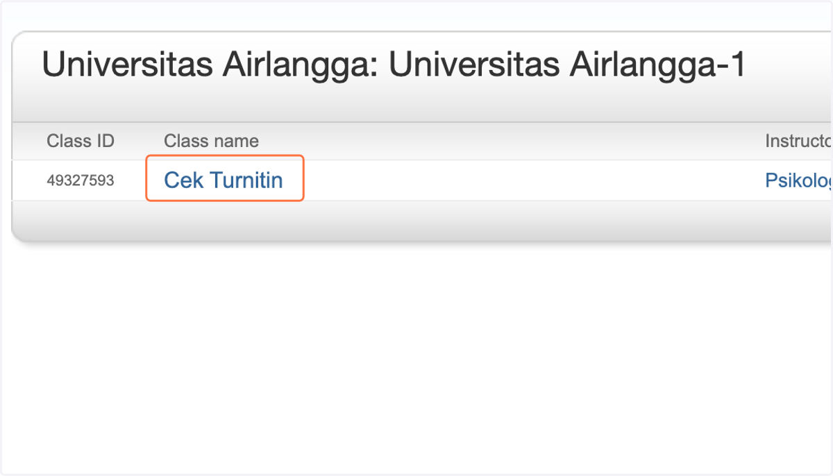 Pilih class "Cek Turnitin"