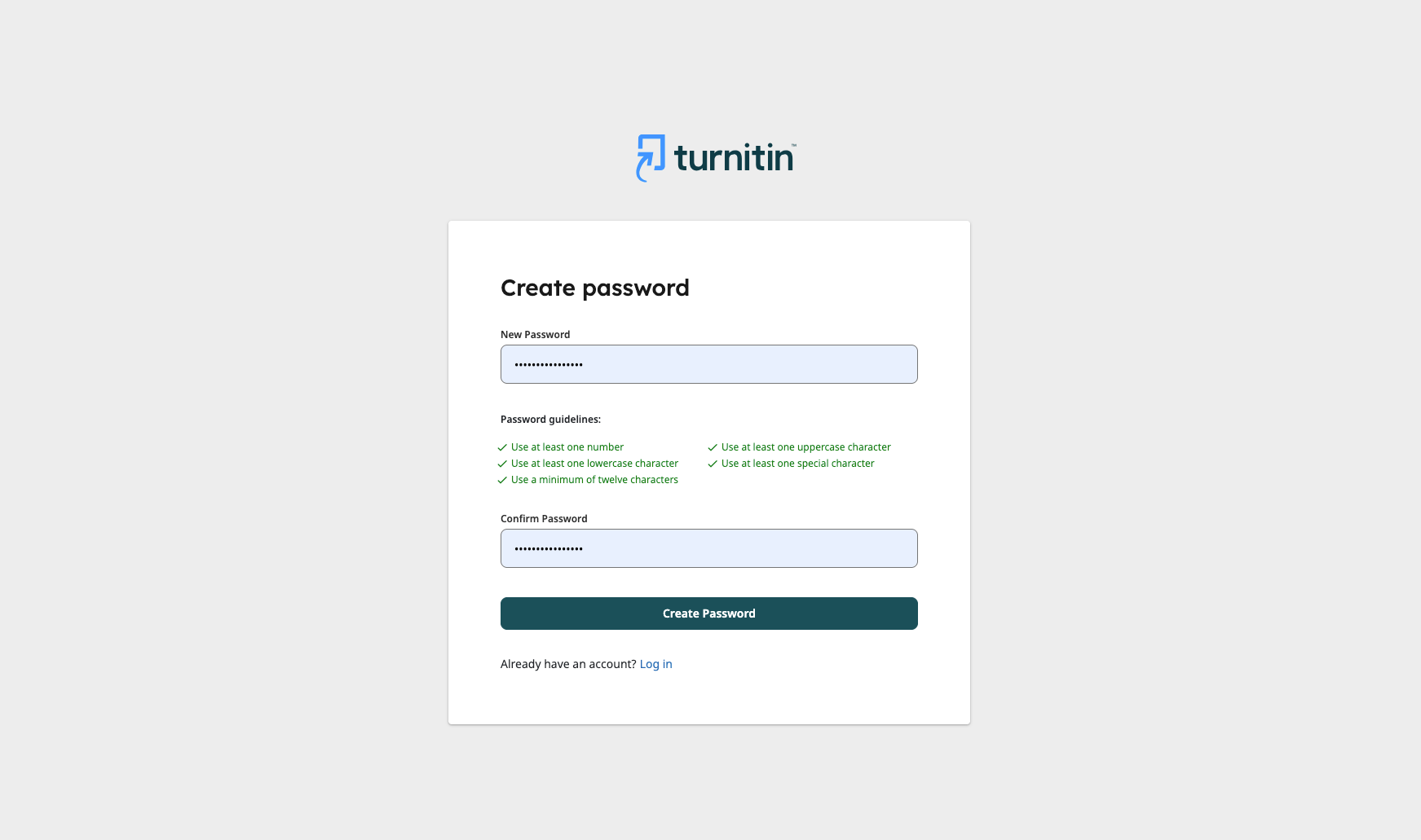 Klik pada Create Password